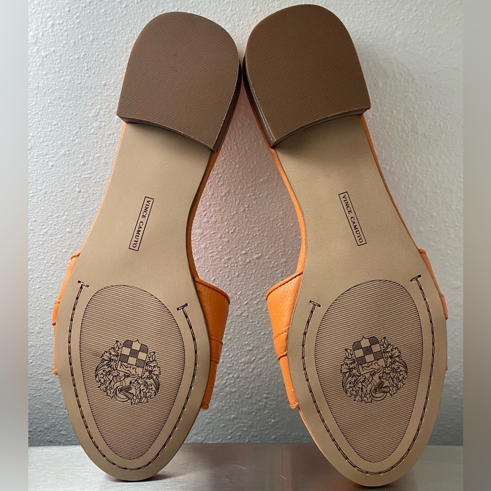 Vince Camuto Orange Leather Mules with Gold Accent - Picture 14 of 15